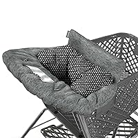 Vista 2 de Funda de verano 2 en 1 para carrito de compras (gris jaspeado) y funda para silla alta con posicionador de asiento extraíble, correa, soporte