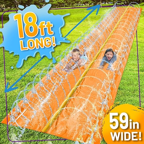 Miniatura 6 de Stargo 18 x 5 pies Salpicaduras y tobogán deslizante, toboganes acuáticos para niños Tobogán acuático para niños al aire libre divertidos juguetes