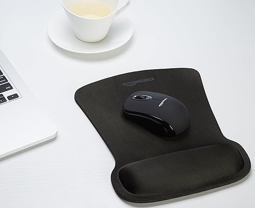 Amazon Basics Irregular Ergonomic Gel Computer Mouse Pad with Wrist Rest for Pain Relief, 10.1L x 8.1W inches, Black(20 Pack)