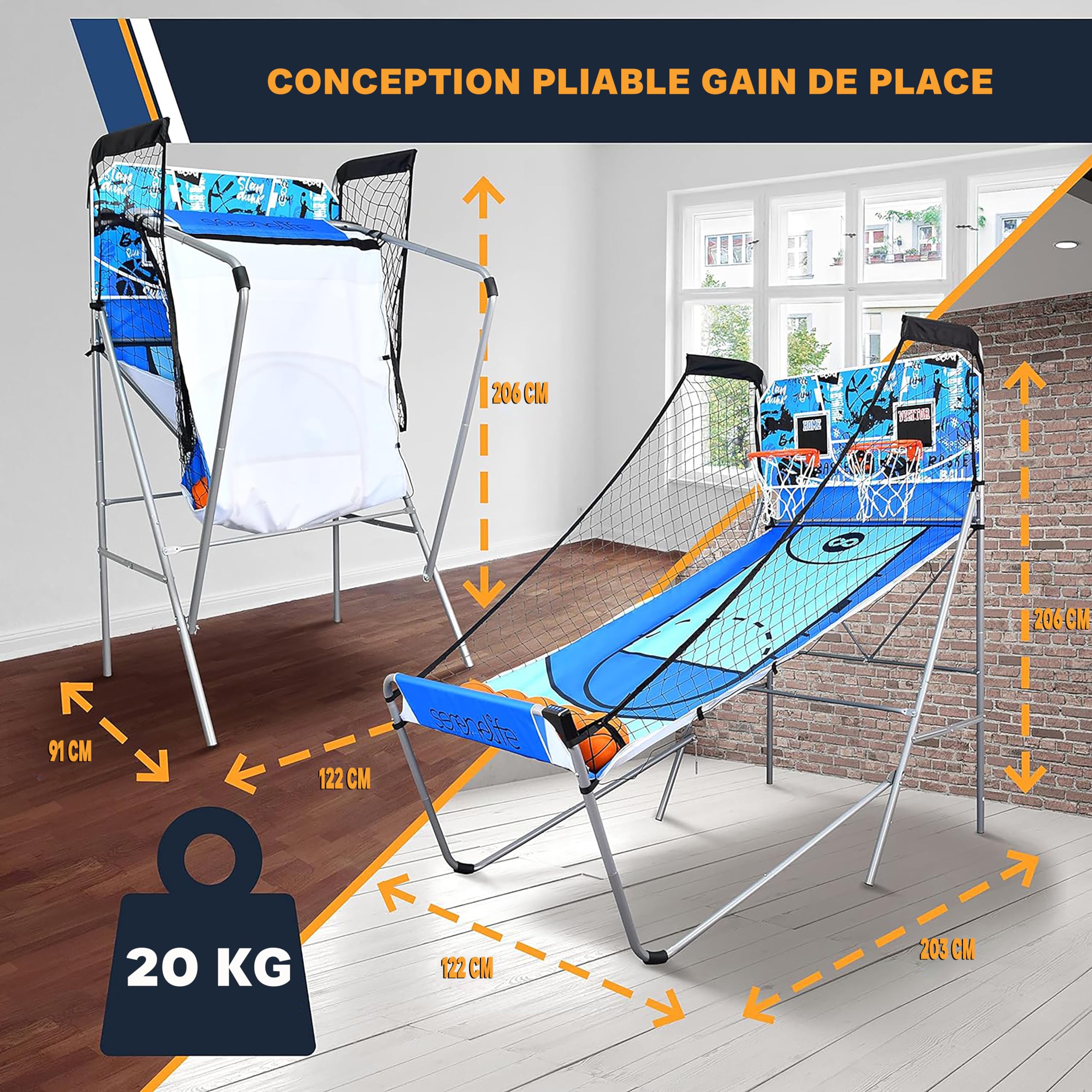 SereneLife Jeu de Basketball d'Arcade - Un Seul Cerceau pour Intérieur