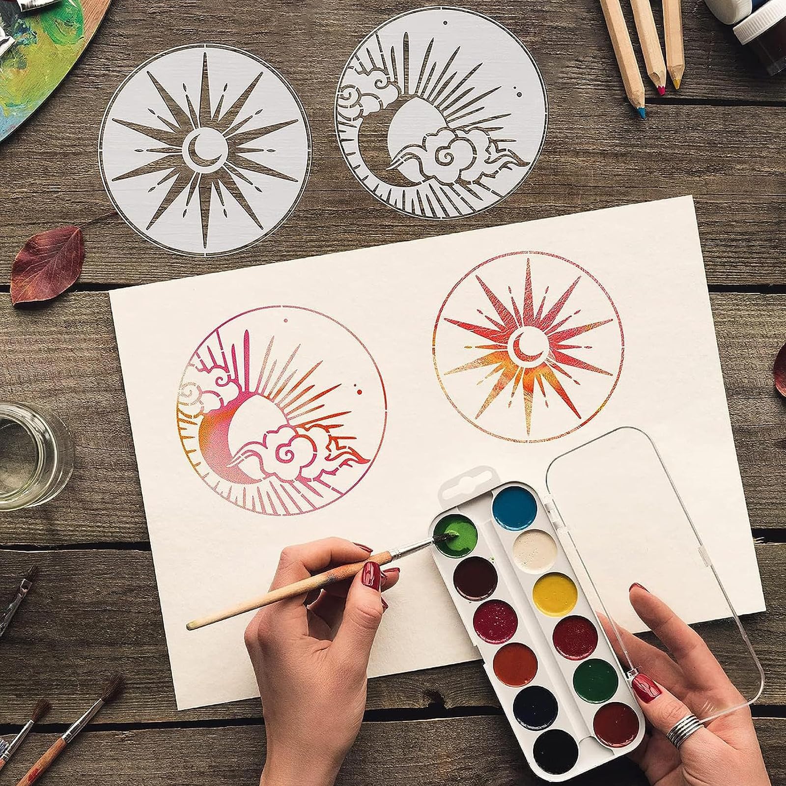 KASESSS 12 Pcs Starry Sky Stencils for Painting, Hollow Stencil, Plastic Stencils for Crafts Reusable Drawing Stencils Art Painting Templates DIY Stencils for Kids Wall Scrapbook Furniture Bags Decor - Image 3