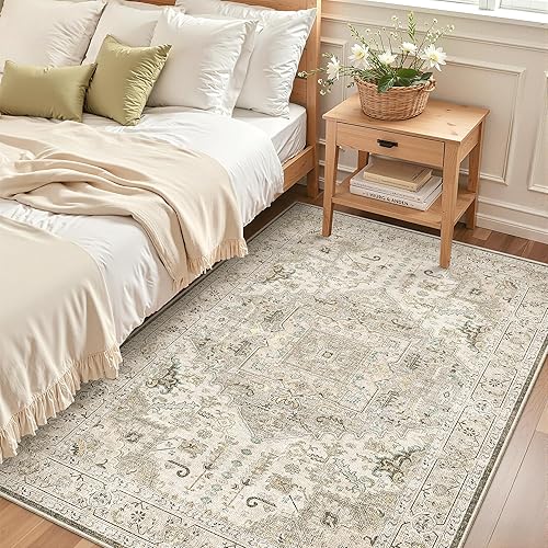 Miniatura 44 de Madane Alfombra lavable de 2 x 3 pies, alfombra de entrada pequeña, antideslizante, vintage, para entrada interior, alfombra de pelo bajo