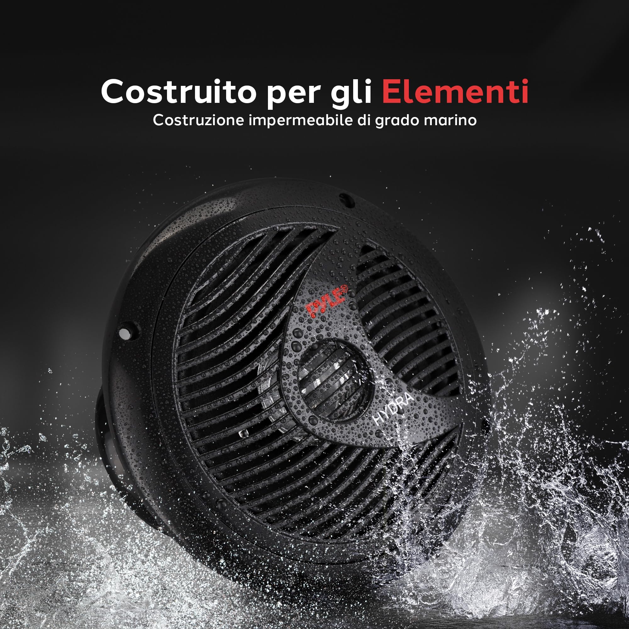 Pyle Altoparlanti Marini 16,5 cm 2 Vie Impermeabili 400 Watt, Casse Audio, Speaker Resistenti per Barca, Veicoli Aperti, Nero, Coppia