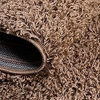 Vista 7 de Unique Loom - Alfombra de área de la colección Solid Shag (5 pies 1 pulgada, redonda, marrón arenoso)