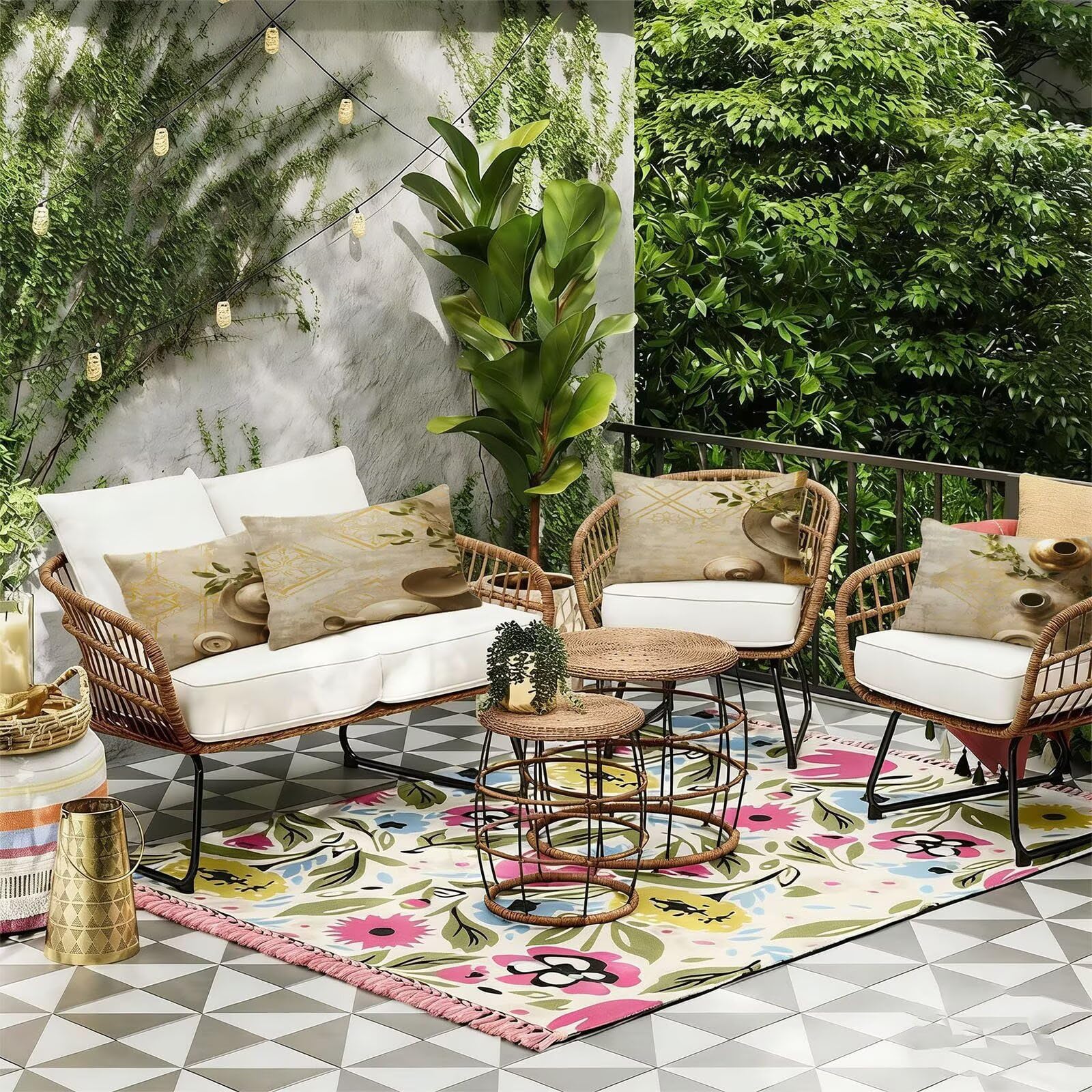Generisch Outdoor Kissen Wetterfest 60x120cm Grün Dekokissen Kissenbezüge Botanischer Kissenhülle Sommer Sofakissen für Wohnzimmer Schlafzimmer Garten Dekorative 4er Set. R-6331