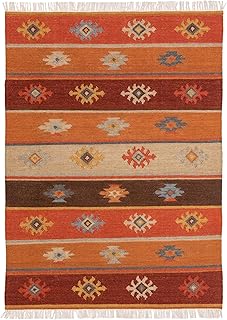 benuta Pure Handgewebter Kelim Zohra - Wolle handgewebt - Rechteckig & im Style: Kelim, Traditionell, Ethno-Style, Natural Living - Pflegeleicht für Wohnzimmer Schlafzimmer | Multicolor | 160x230 cm