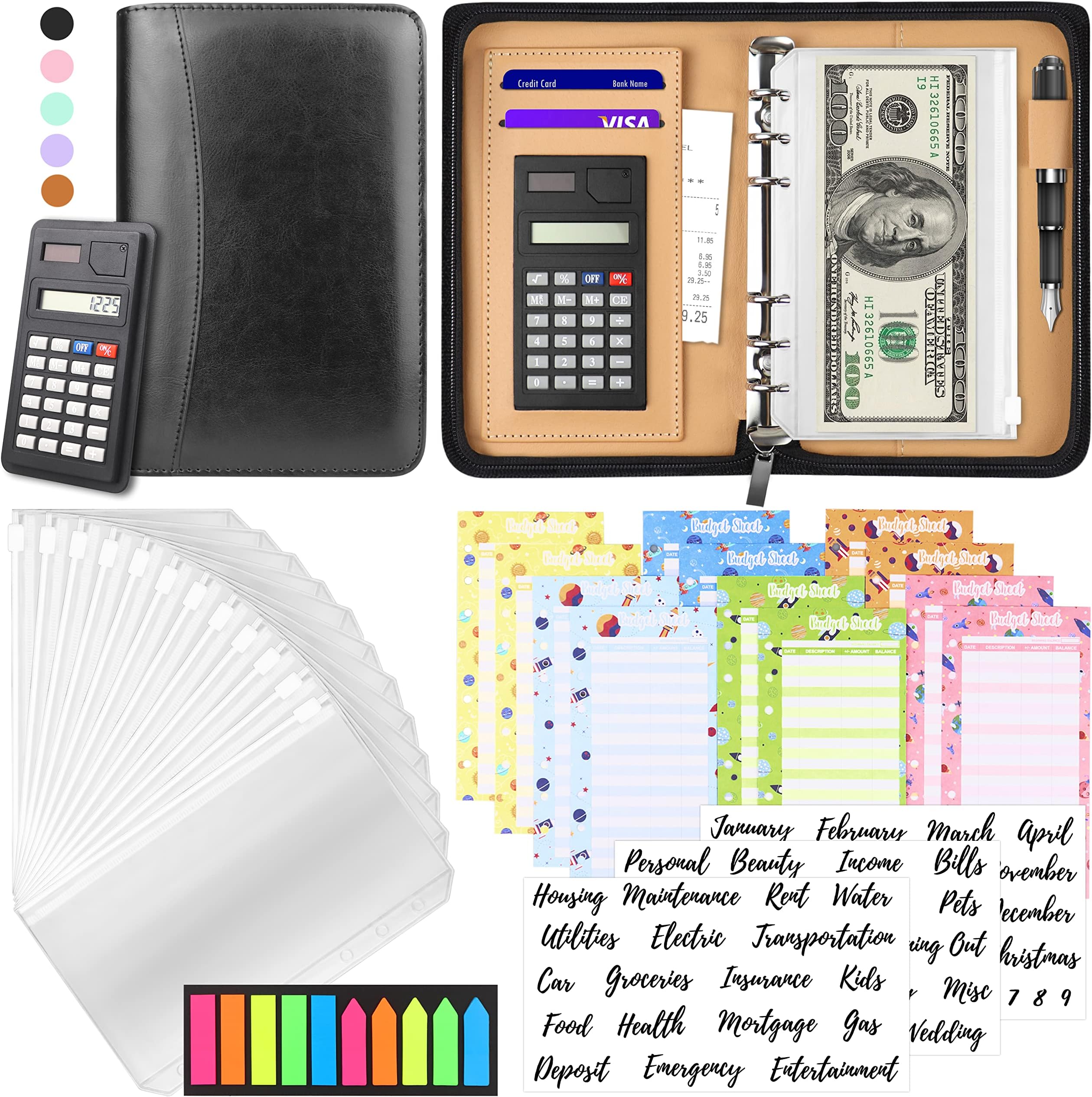 Cash Envelopes for Budgeting, Budget Binder(Black)