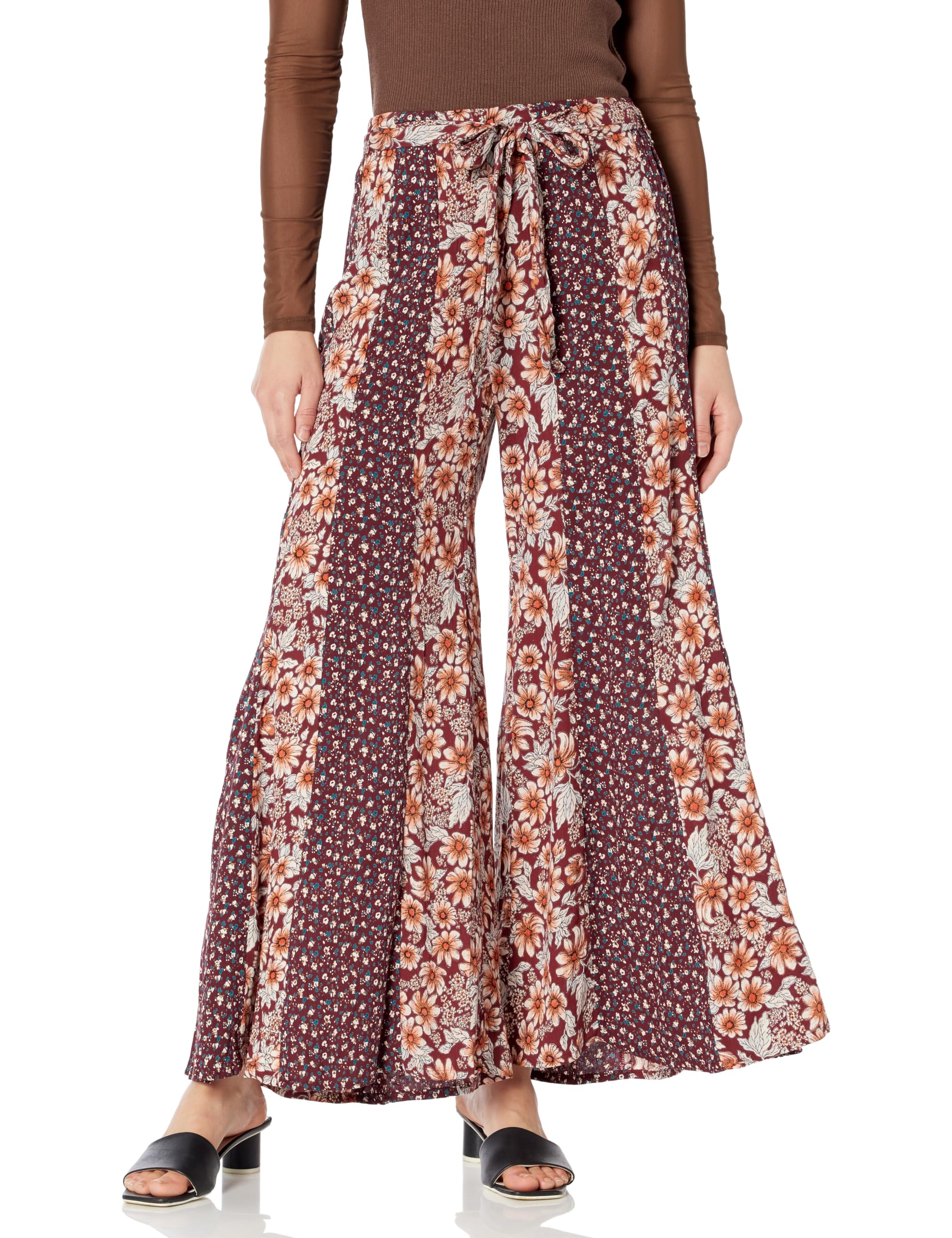 Angie Womens Womens Printed Wide Leg Tie Front Pants
