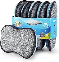 Scrub-it Non-Scratch Microfiber Kitchen Sponges - Heavy Duty Reusable Scrubbers for Dishes, Pots & Pans (6 Pack, Small)