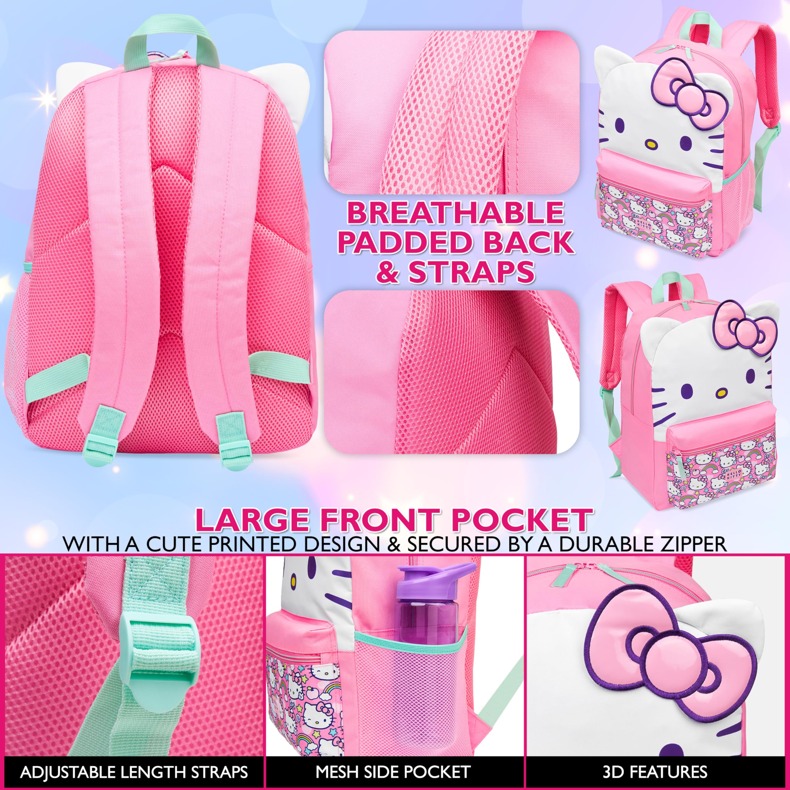 Hello Kitty Sanrio plecak dla dziewcząt, 3D, kokarda, kawaii, anime, plecak dla dzieci, urocze rzeczy, powrót do szkoły, plecaki, prezenty dla dziewcząt