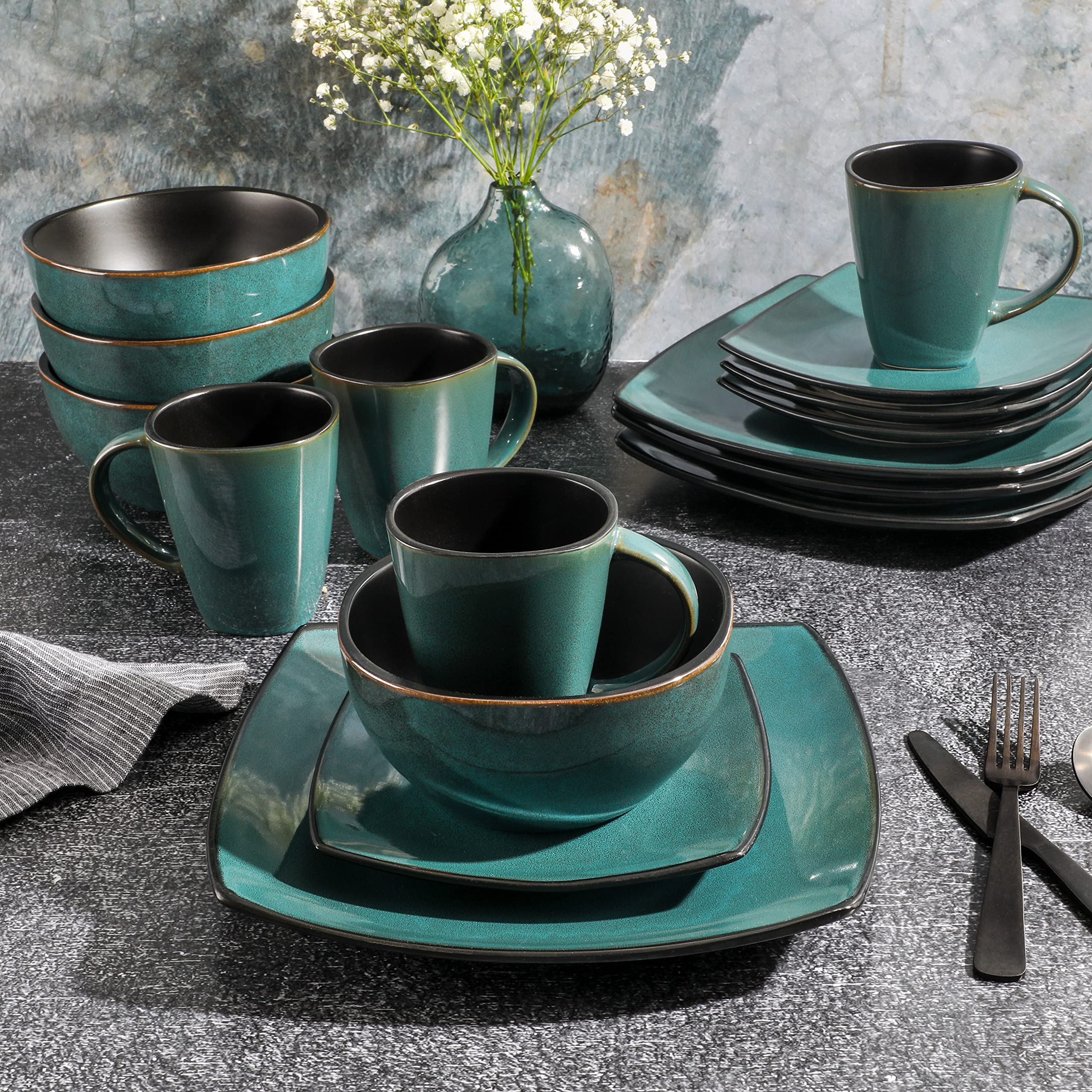 Amazon.com: Gibson Elite Soho Lounge 16 Piece Reactive Glaze