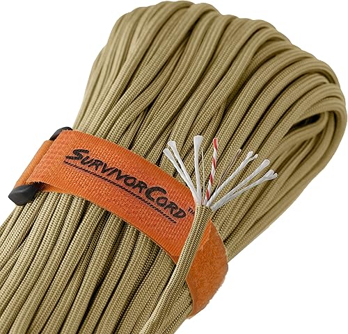 Cordón supervivencia 550 Titan Paracord (3diámetro de 16 pulgadas) con integrada línea de pesca militar, fuego, patentado y cable trampa.