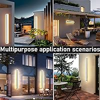 Vista 6 de 2 Pack Long Outdoor Modern LED Wall Light,31.5inch Waterproof IP65 Warm White 110V led Wall Mount Lighting Fixture Rectangular Black Elegant Frosted