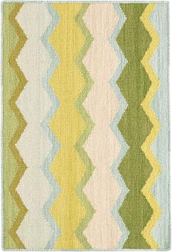 Dash & Albert Safety Net Green Geometric Handwoven Wool Rug, 2x3