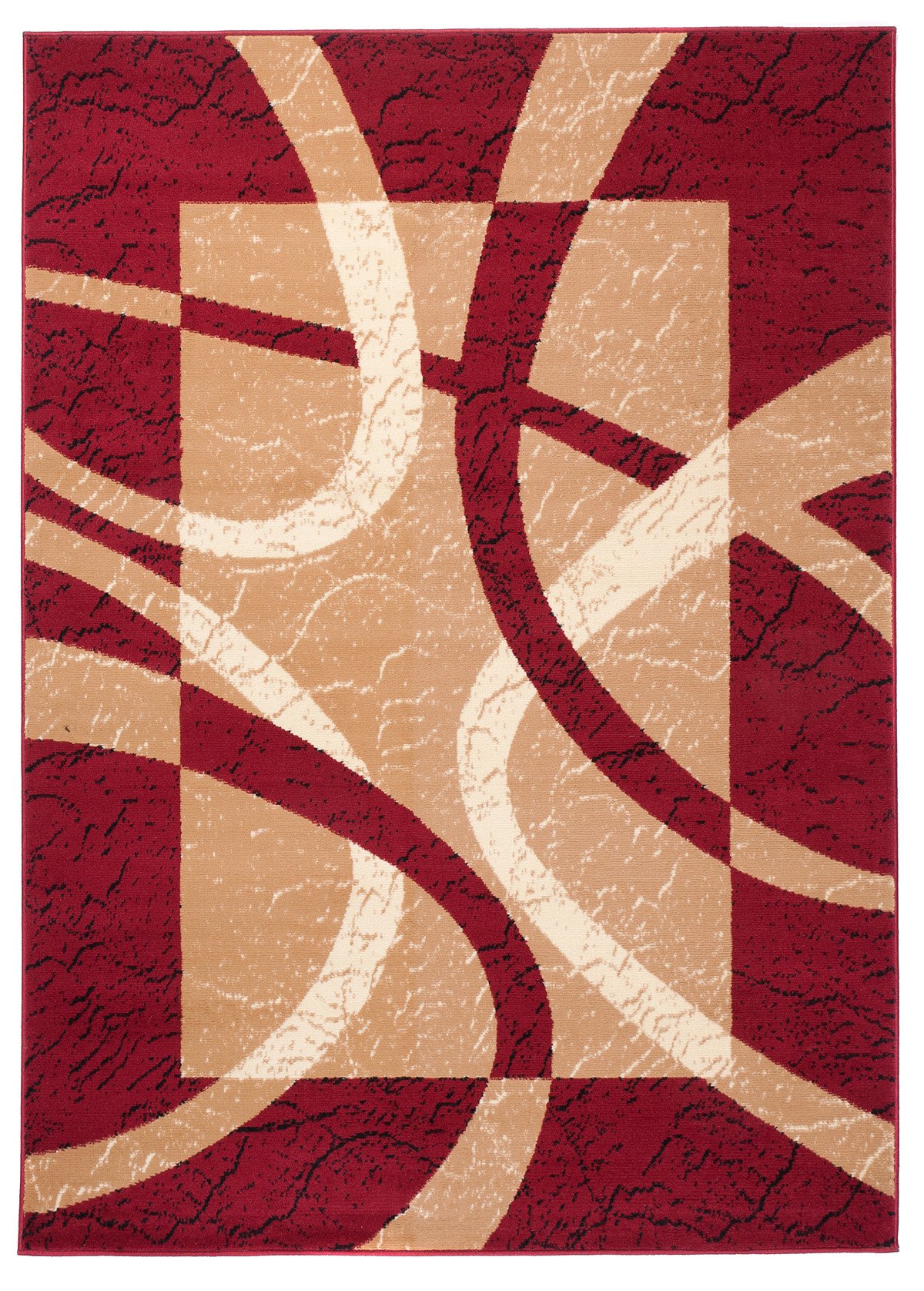 Carpeto Grand Tapis Salon 160x230cm Rouge Rayé Rétro 90 Doux Poils Courts