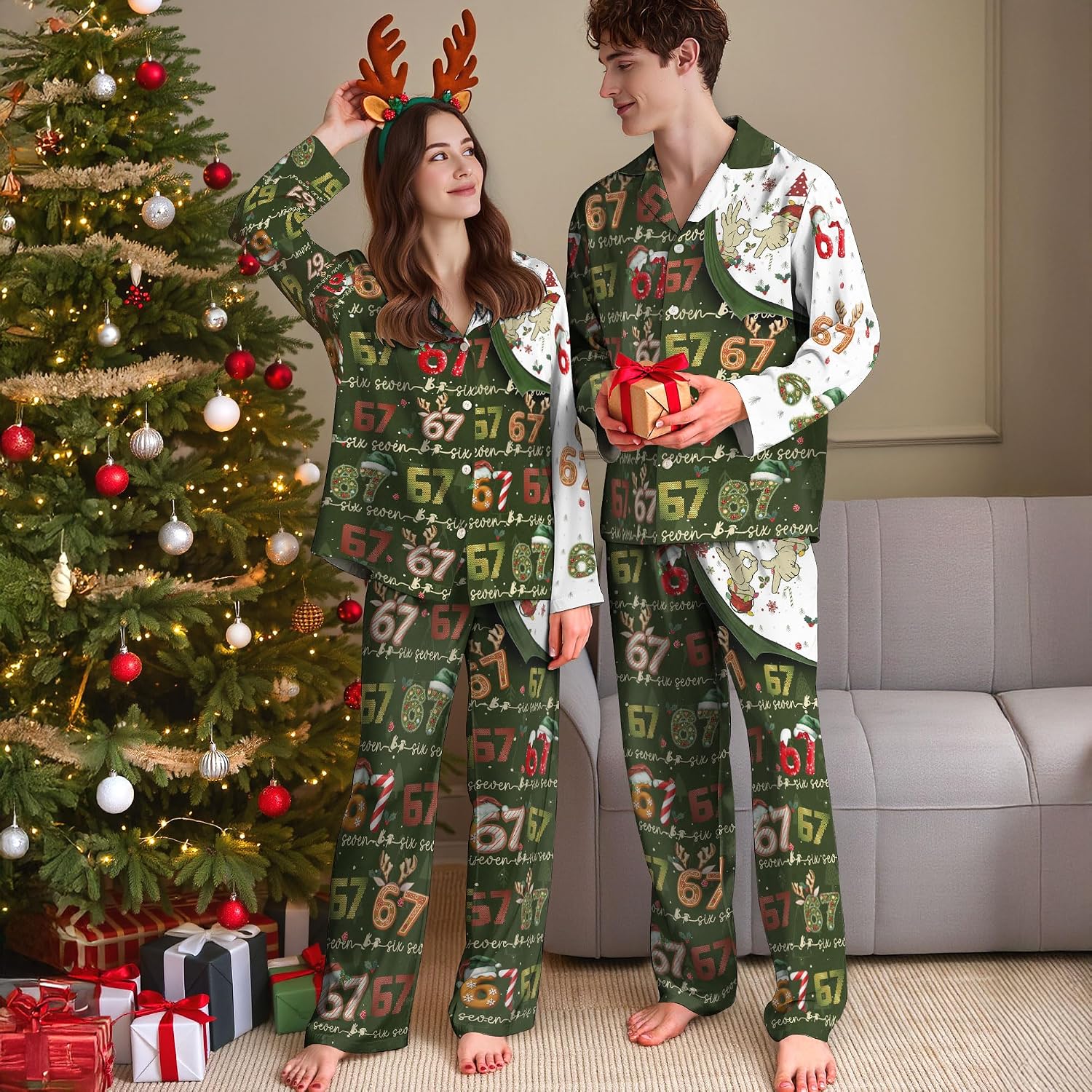 67 Christmas Pajamas, Santa Says Six Seven Pajamas, 67 Pajama Pants, Six Seven Christmas Pajama Set
