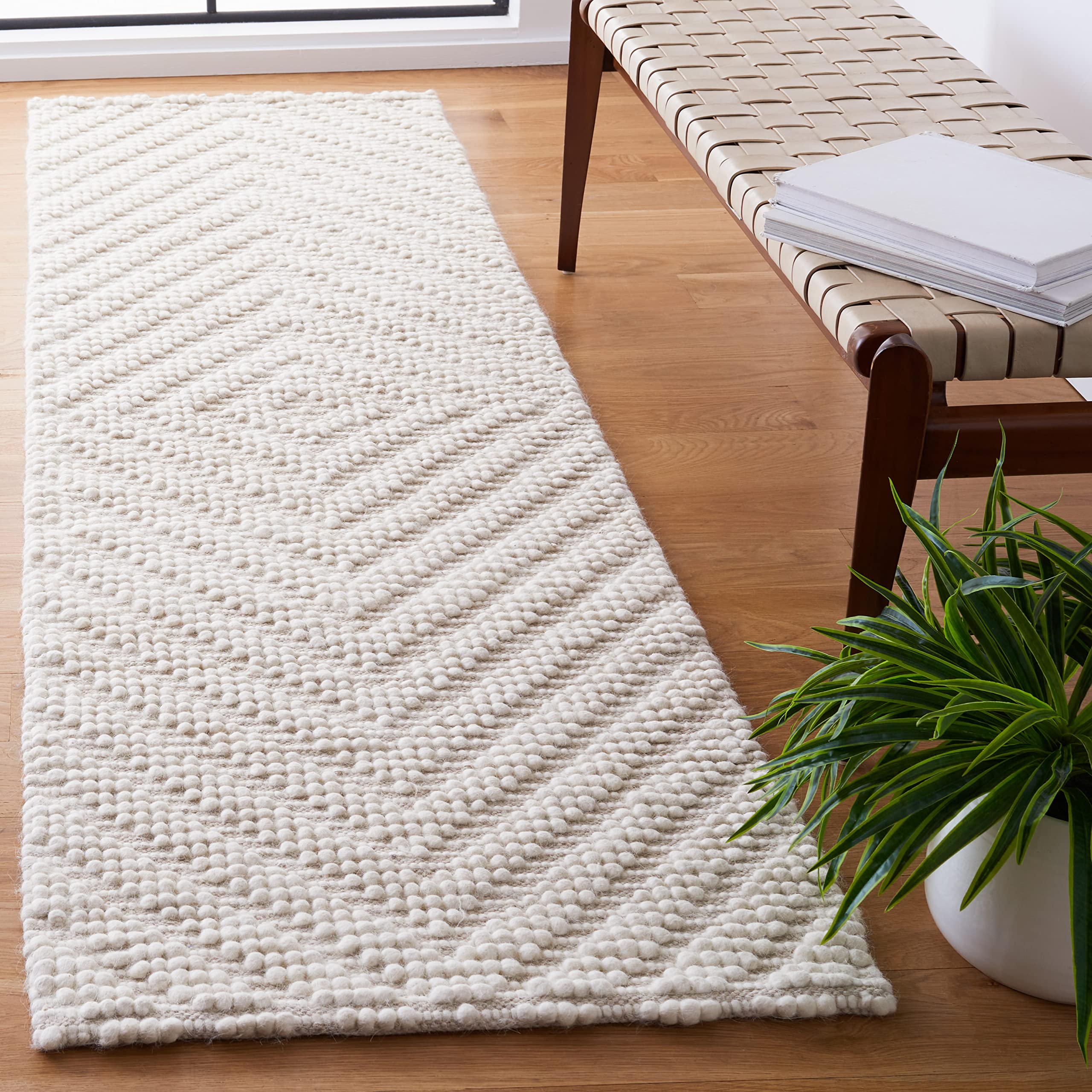 safavieh natura collection runner rug - 2'3" x 8', ivory, handmade wool, ideal for high traffic areas in living room, bedroom (nat276a)