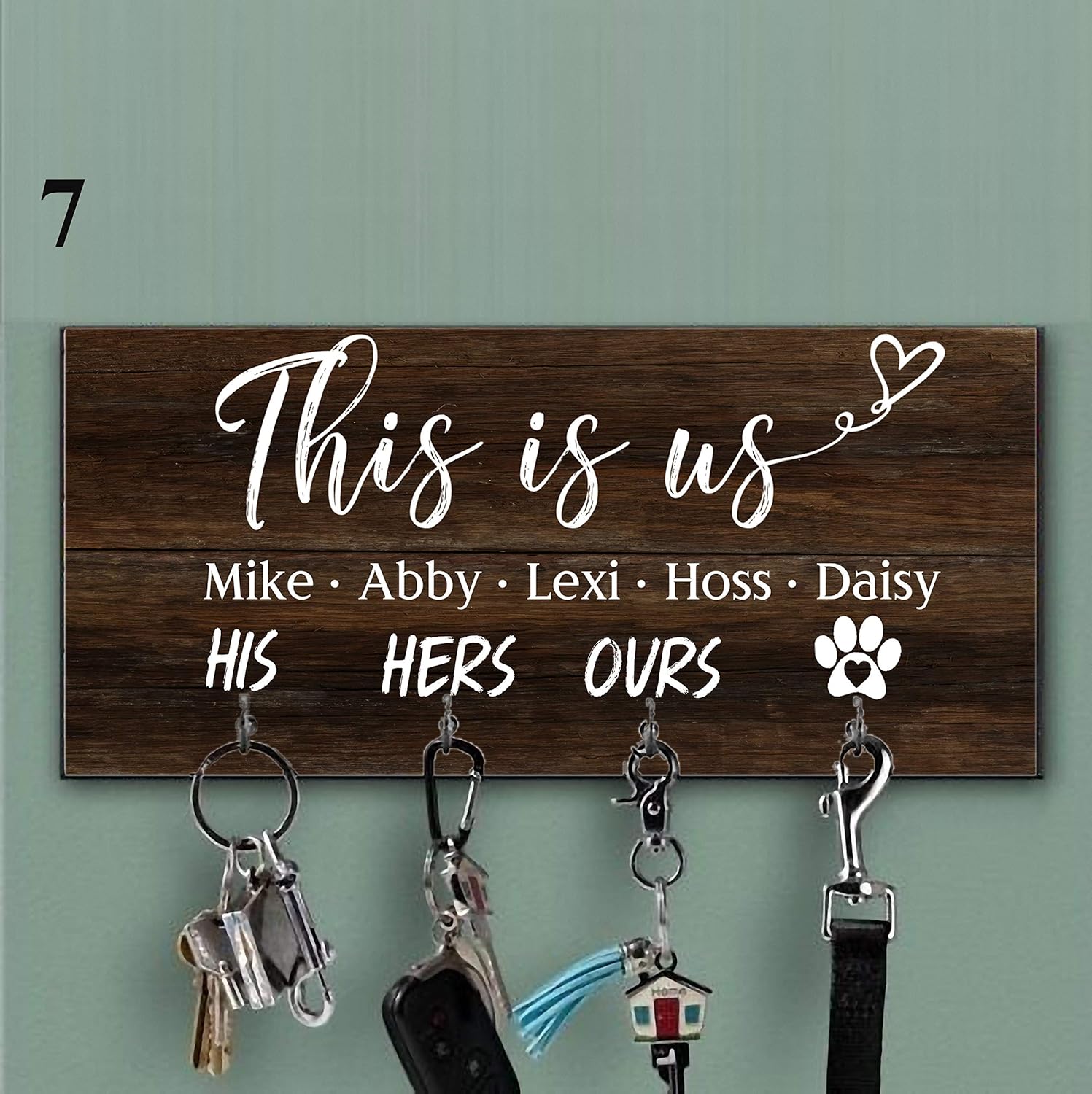 Personalized Key Holder and Dog Leash Wall Hanger Key Organizer for the Hallway Key Ring Holder Custom Key Holder For Wall, Personalized Key Hanger Housewarming Gift Leash Holder