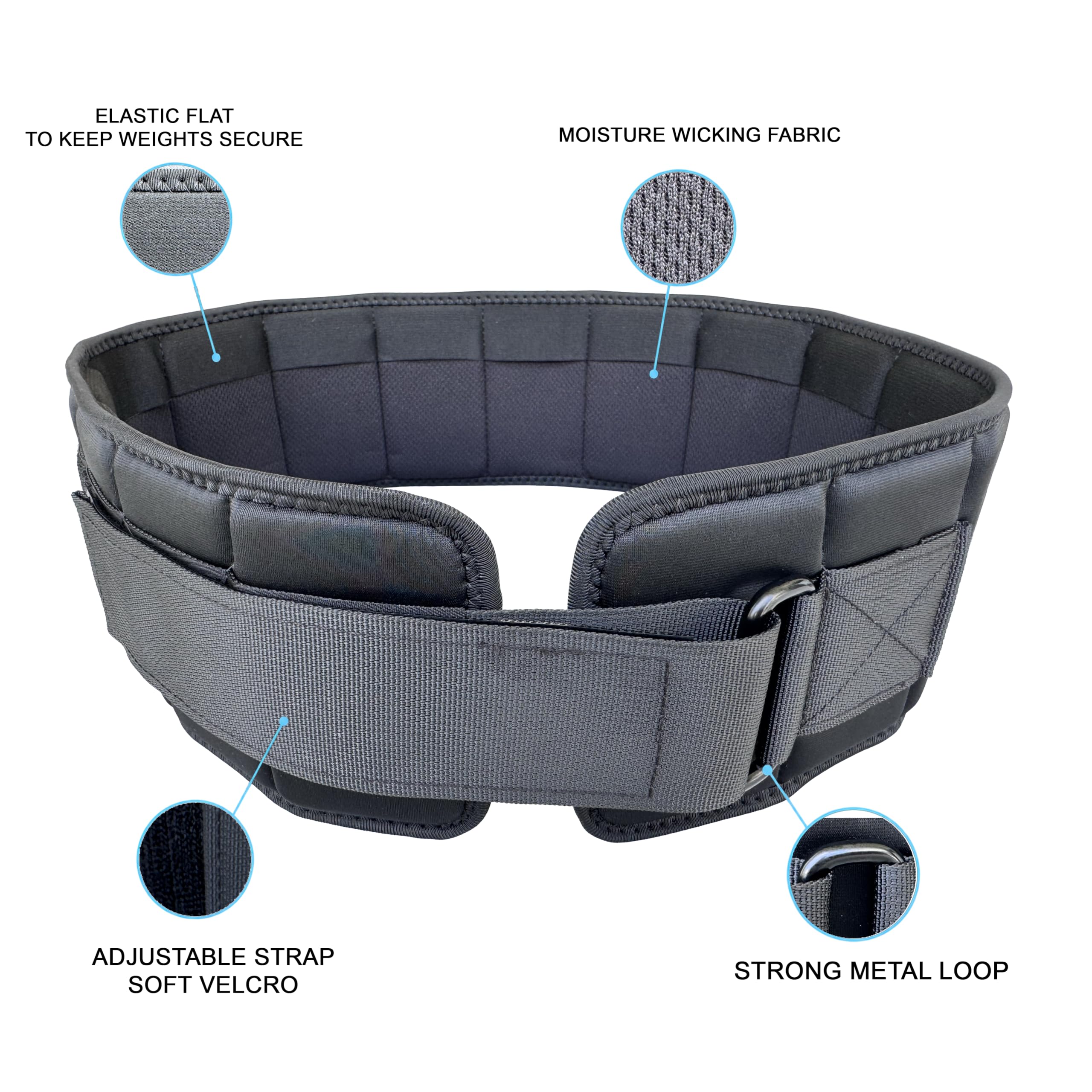 Ceinture Lestée Réglable W8FIT – Jusqu'à 4,5 Kg, Poids De 0,9 Kg Amovibles, Tailles XS à XL