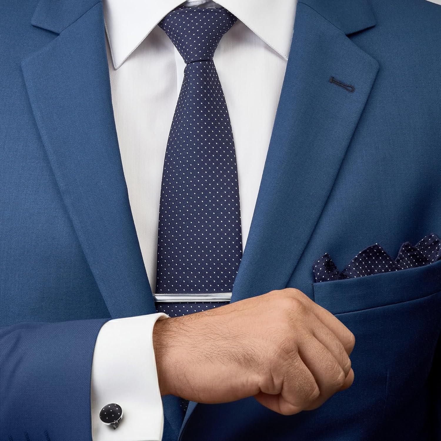 Premium Men’s Gift Tie Set Silky Necktie Pocket Squares Tie Clips Cufflinks For Men - Image 6