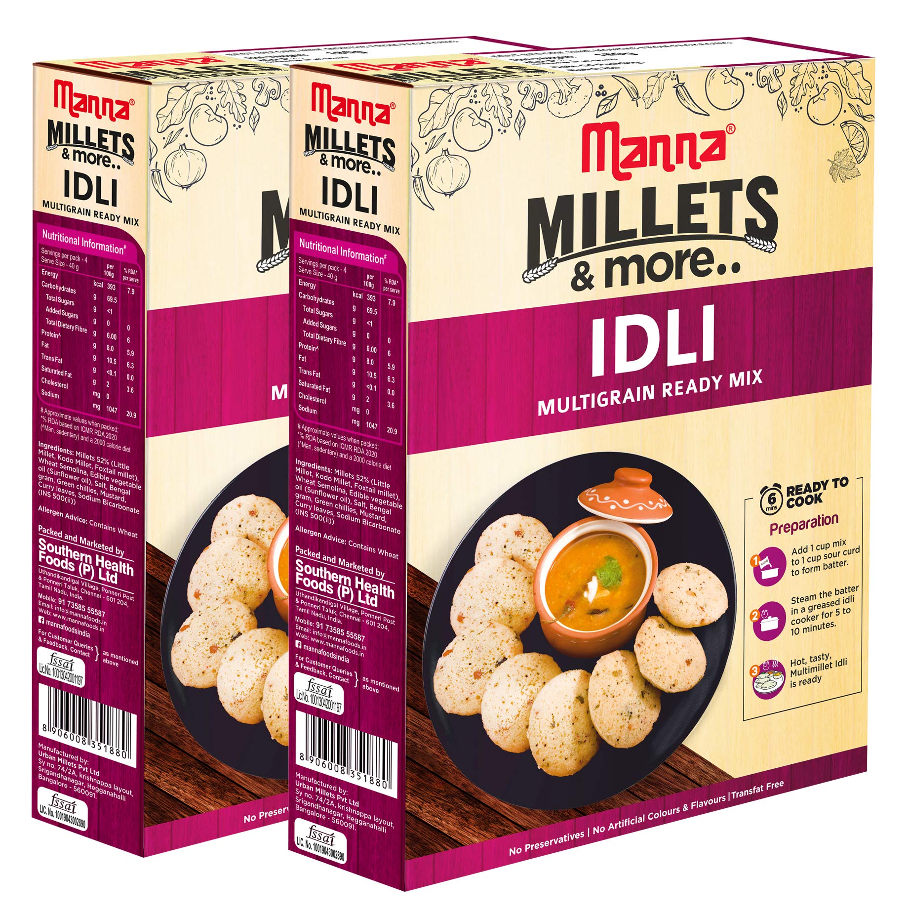 Buy Manna Instant Multigrain Millet Idli Ready Mix Idli Batter 360g