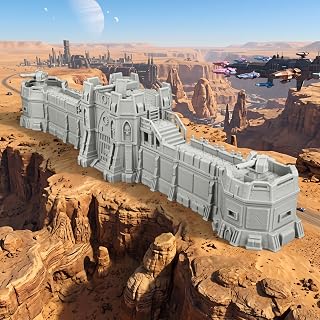 Wargame Table Maps Scenery, 28mm Unpainted Sci-Fi Terrain Defense Barrier | 1:56 Scale Modular Gothic Fortification Trench Prop for Role Playing & Tabletop RPG Game - AF1213 Sci-Fi Fortress Wall