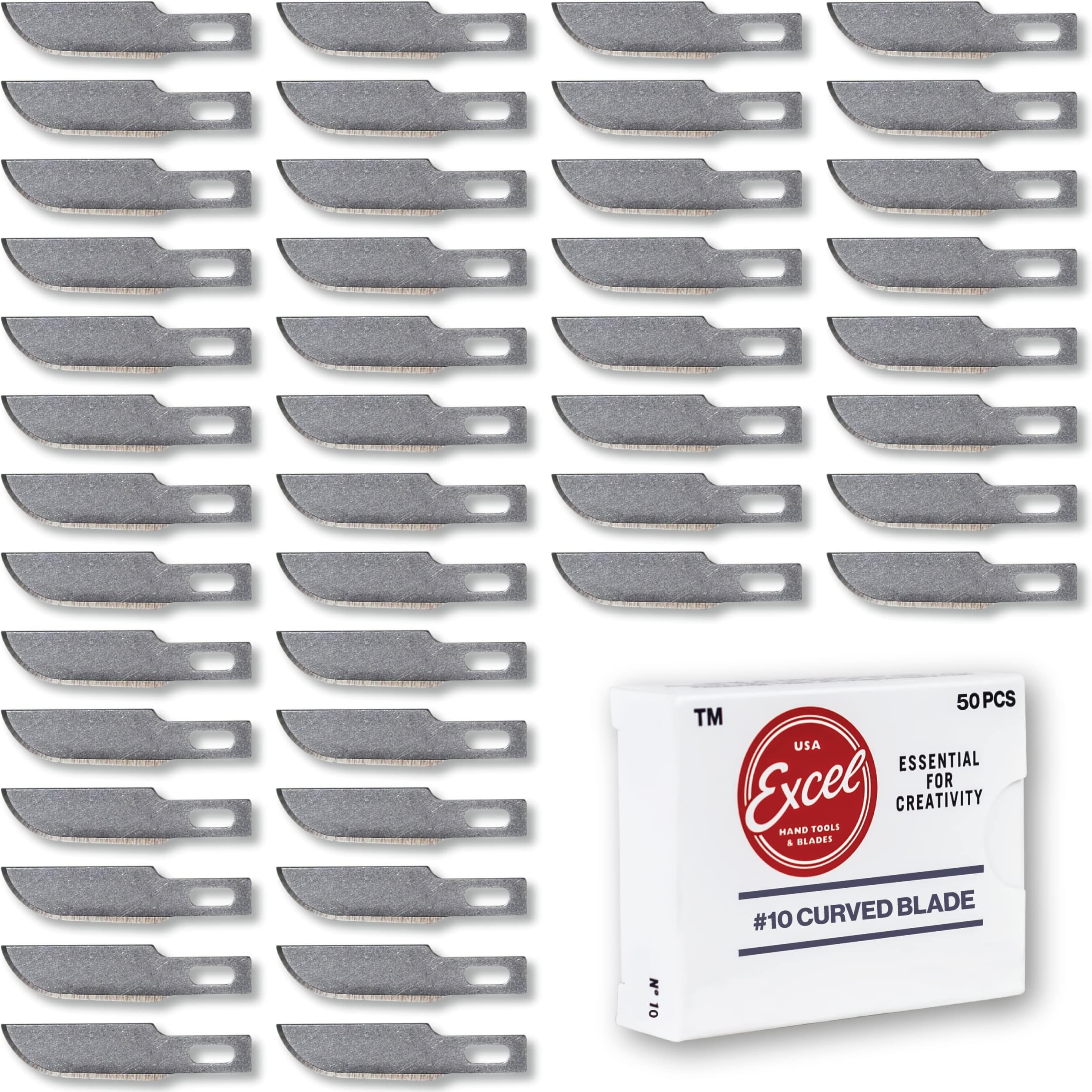 50 PCS Hobby Blade Refill, #10 High Carbon Steel Curved Hobby Knife Blades Replacement, For Precision Cutting, Multi-Purpose Professional, Hobby, and Crafting