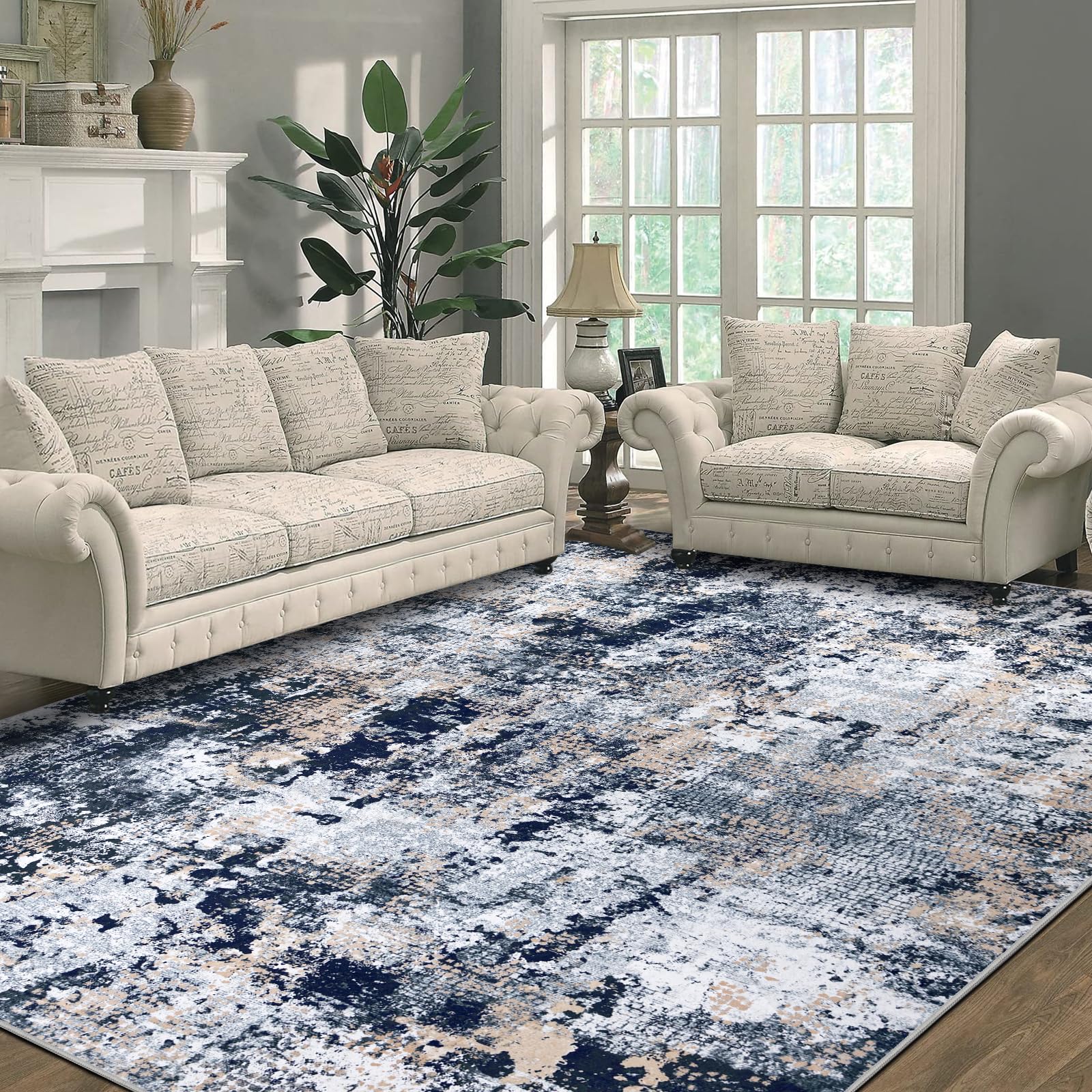 Capslpad Abstraktes Teppich Wohnzimmer rutschfest Kurzflor Kunstwolle Schlafzimmer Teppich Waschbar Minimalistisch Bettvorleger Teppiche für Wohnzimmer Schlafzimmer Büro Bereich