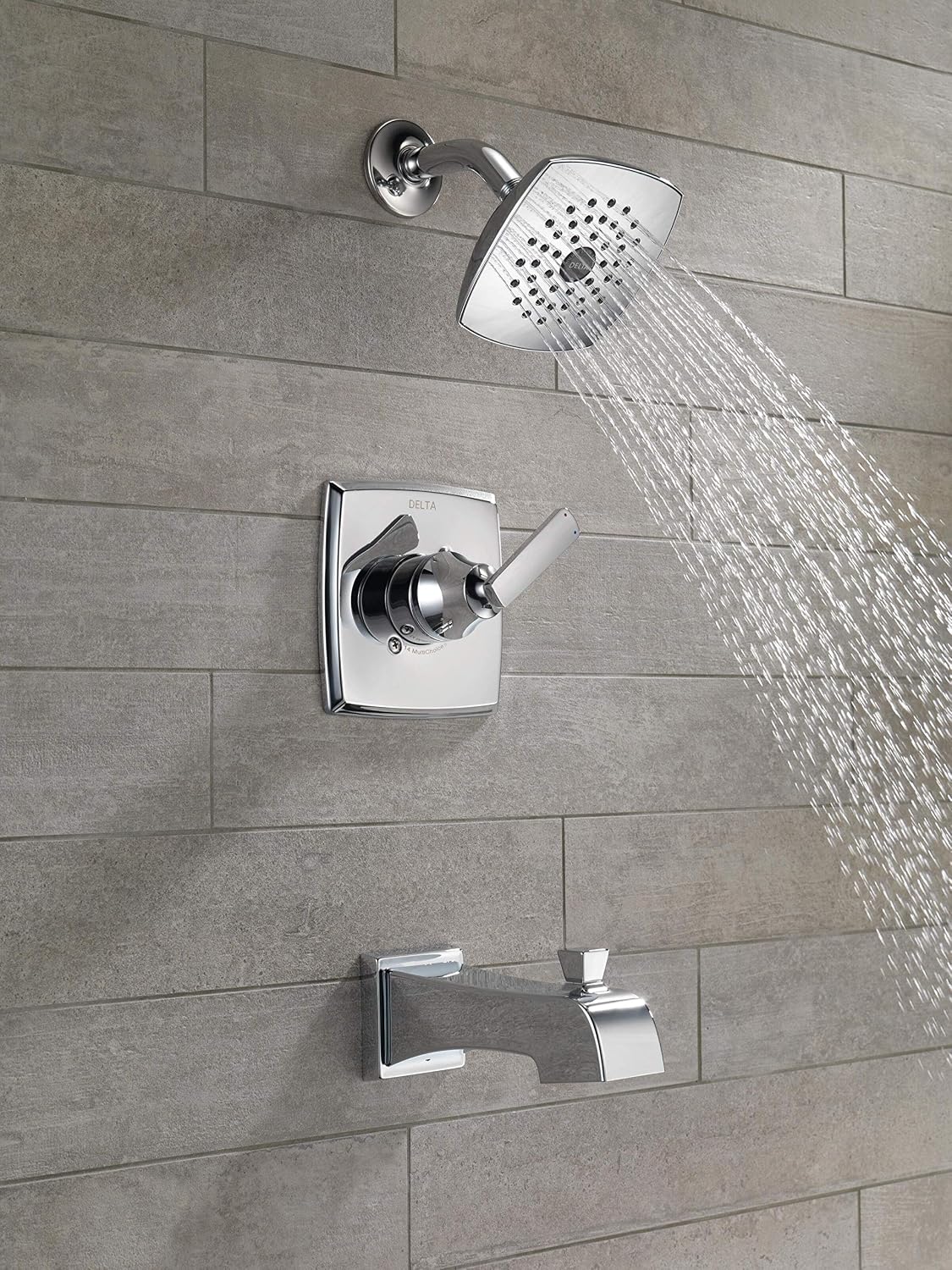 Ashlyn 14 Series Single-Handle Tub and Shower Trim Kit, Shower Faucet with Single-Spray Touch-Clean Shower Head, Chrome T14464 (Valve Included)
