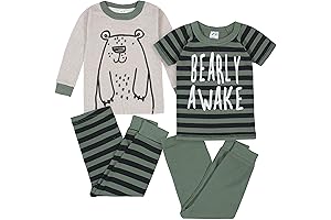 Baby Boys' Toddler Snug Fit Four-Piece Cotton Pajama Set