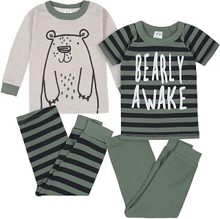 Gerber Baby Boys' Toddler Snug Fit 4-Piece Cotton Pajama Set - Soft, Safe, Mix-and-Match Sleepwear