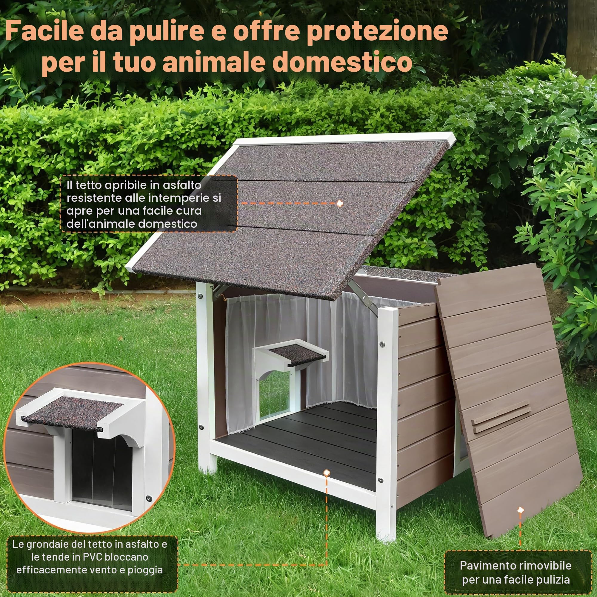 HiCaptain Casetta per gatti completamente isolata al 100% con schiuma a 6 lati, resistente alle intemperie, per più gatti, per esterni, per feste invernali, 61 x 51 x 54 cm (grigio)