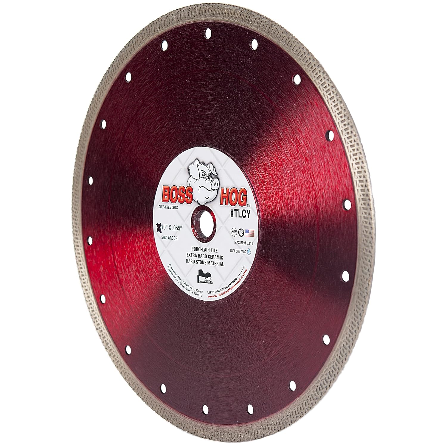 Delta Diamond Boss Hog Supreme Mesh Turbo 10 Inch Super Thin Tile Saw Diamond Blade, 5/8" Arbor, Wet Cutting, for Porcelain Tile, Ceramic Tile, Stone, Granite, Marble (10")