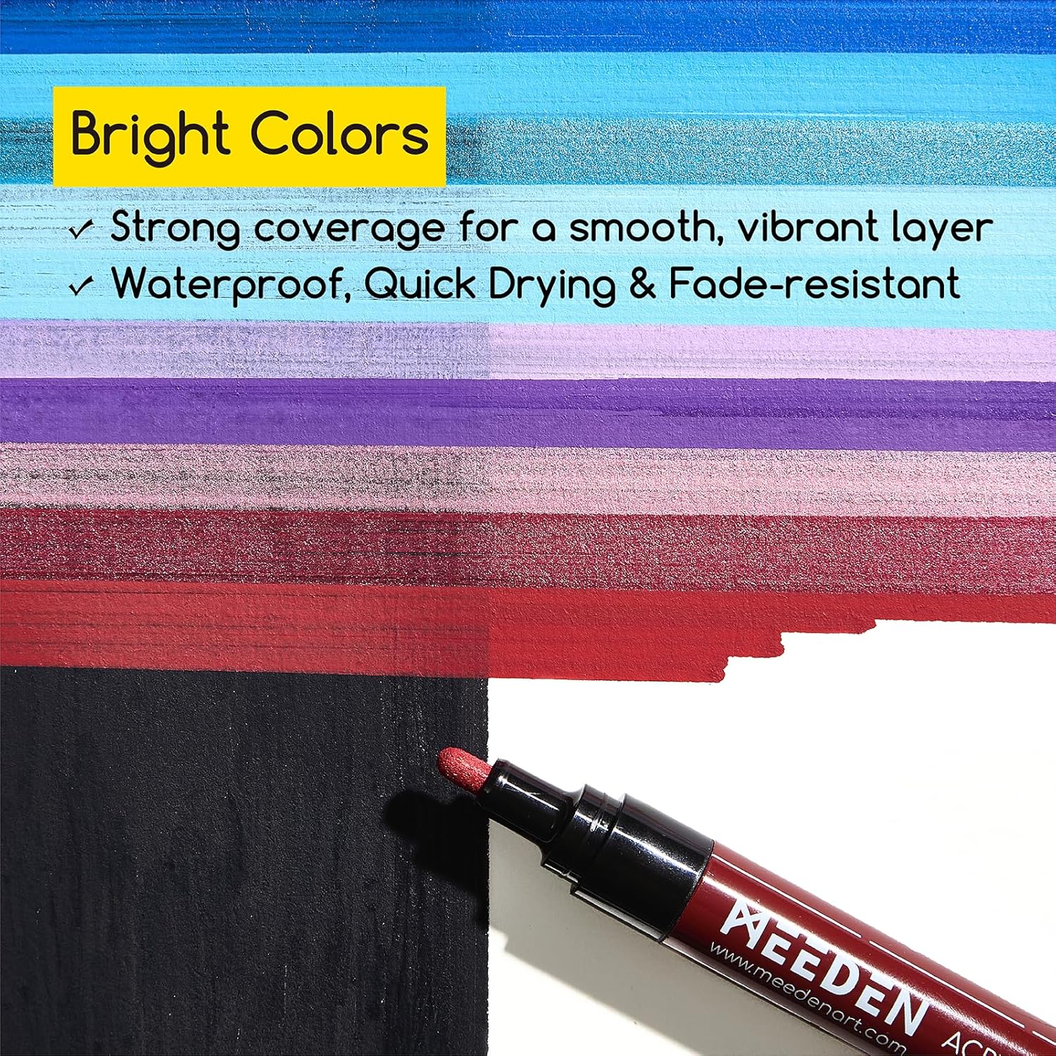 MEEDEN Artist 20 Colors Acrylic Paint Markers - 3X Visible Large Capacity Acrylic Paint Pens with Upgraded Nylon Tips, Quick Dry Marker Pens for Rock Painting, Wood, Canvas, Stones, Glass, Fabric