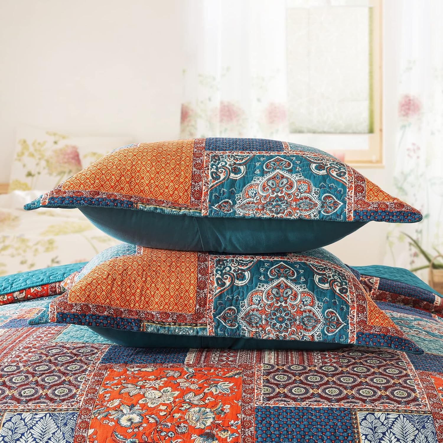 BEDIFANY Cotton Queen Size Quilt Sets, Soft Lightweight Bedspread Queen Size Soft Farmhouse Queen Queen Bedding Sets for Bed Decorations for All Seasons, 3 Pieces - Image 4