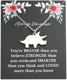 Triceratops Necklace Dinosaur Lover Gift You Are Braver Than You Believe Dinosaur Jewelry Animal Triceratops Gift