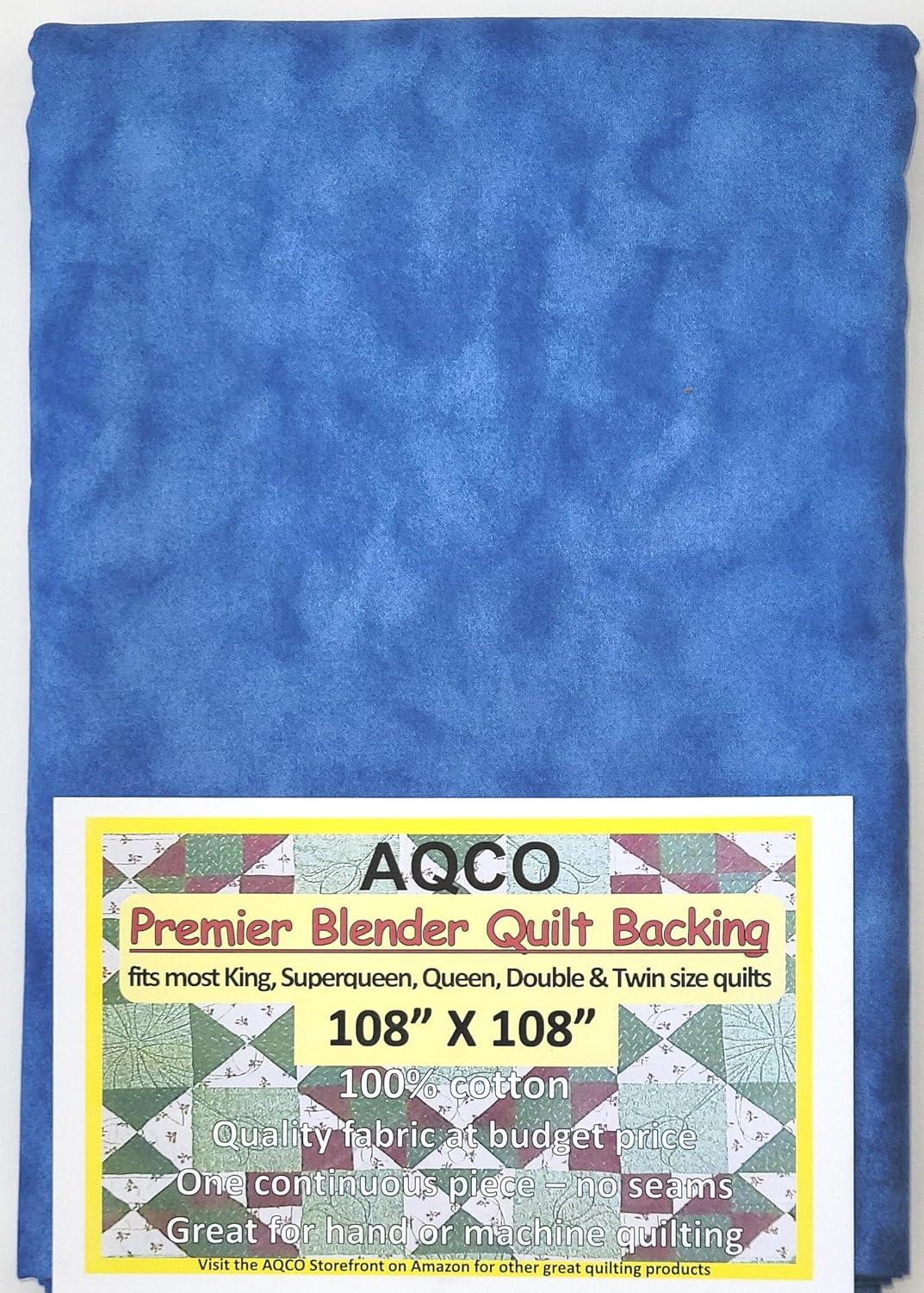 Premier Quilt Backing, King, Seamless, Blender Azure, 108"x108", by AQCO
