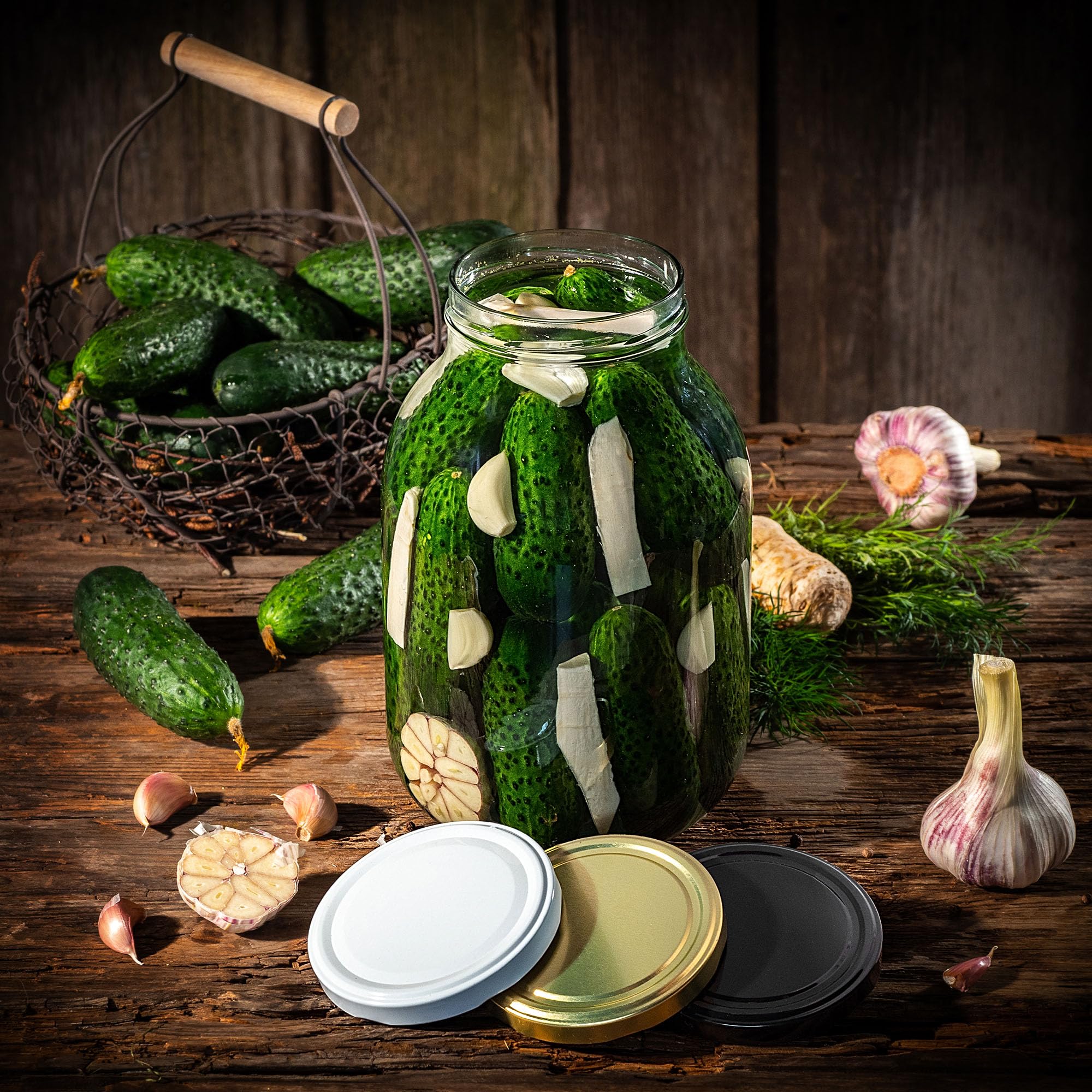 KADAX Vorratsglas 3L Ø82mm Gold – für Sauerkraut, Kimchi, Kombucha, Wein-Ansatz | mit Schraubdeckel, luftdicht & spülmaschinenfest