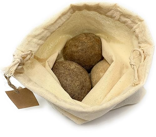 Miniatura 6 de Bolas secadoras 100% de lana de alpaca, fieltro, juego de 3, fabricadas en Estados Unidos, todos los colores naturales, hipoalergénicas