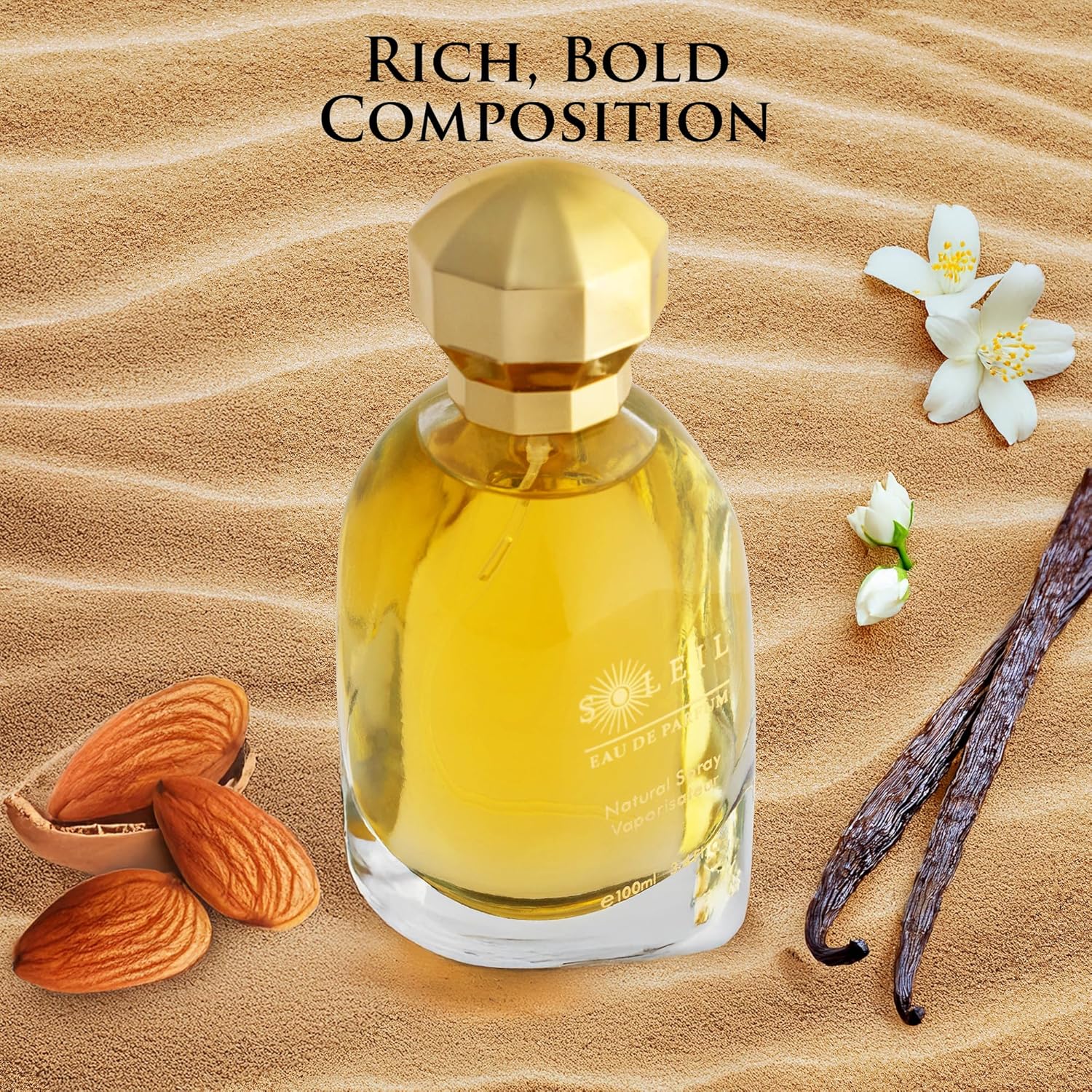 Soleil for Women Eau De Parfum - Gourmand Fragrance With Soft Florals & Creamy Sandalwood - Top Notes of Pistachio, Vanilla & Salted Caramel - Natural & Free of Parabens - Elegant 100ml Bottle - Image 3