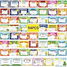 94 Pcs Student of Award Certificates End of School Year Superlatives Certificates Recognition Certificates of Achievement Graduation Birthday Certificates for Teacher Supplies Multi