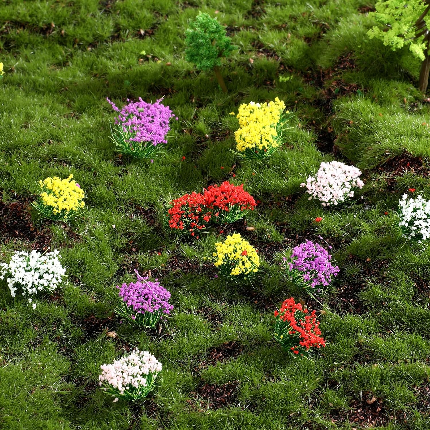 70 Pcs Miniature Flowers, Miniature Flowers for Crafts Miniatures Colorful Flower Cluster Mini Flower for Diorama Supplies DIY Craft Train Landscape Railroad Scenery Static Grass Tuft Scenery Model