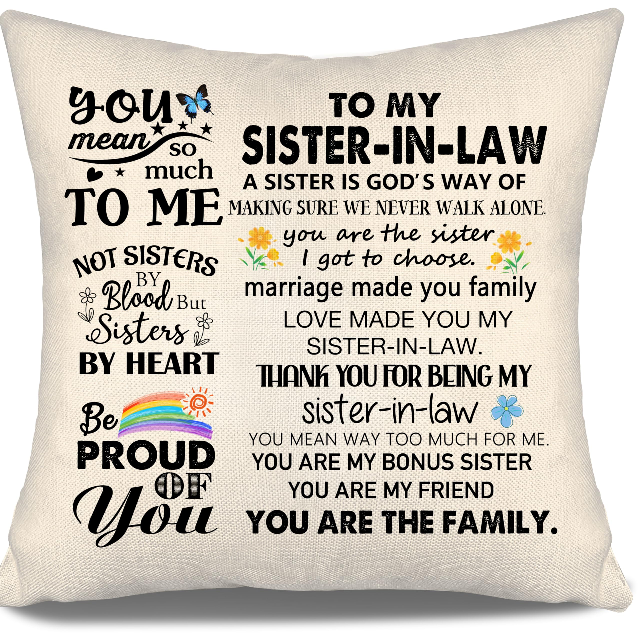 Aosumin Sister-In-Law Cushion Covers Ideas Gift for Sister In Law Bonus Sister Women Girls Best Sister Birthday Graduation (sister in law)