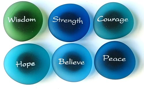 Miniatura 3 de Imanes de mensaje de la sirena: palabras inspiradoras sobre imanes de vidrio marino esmerilado. por Lifeforce Glass. Set I