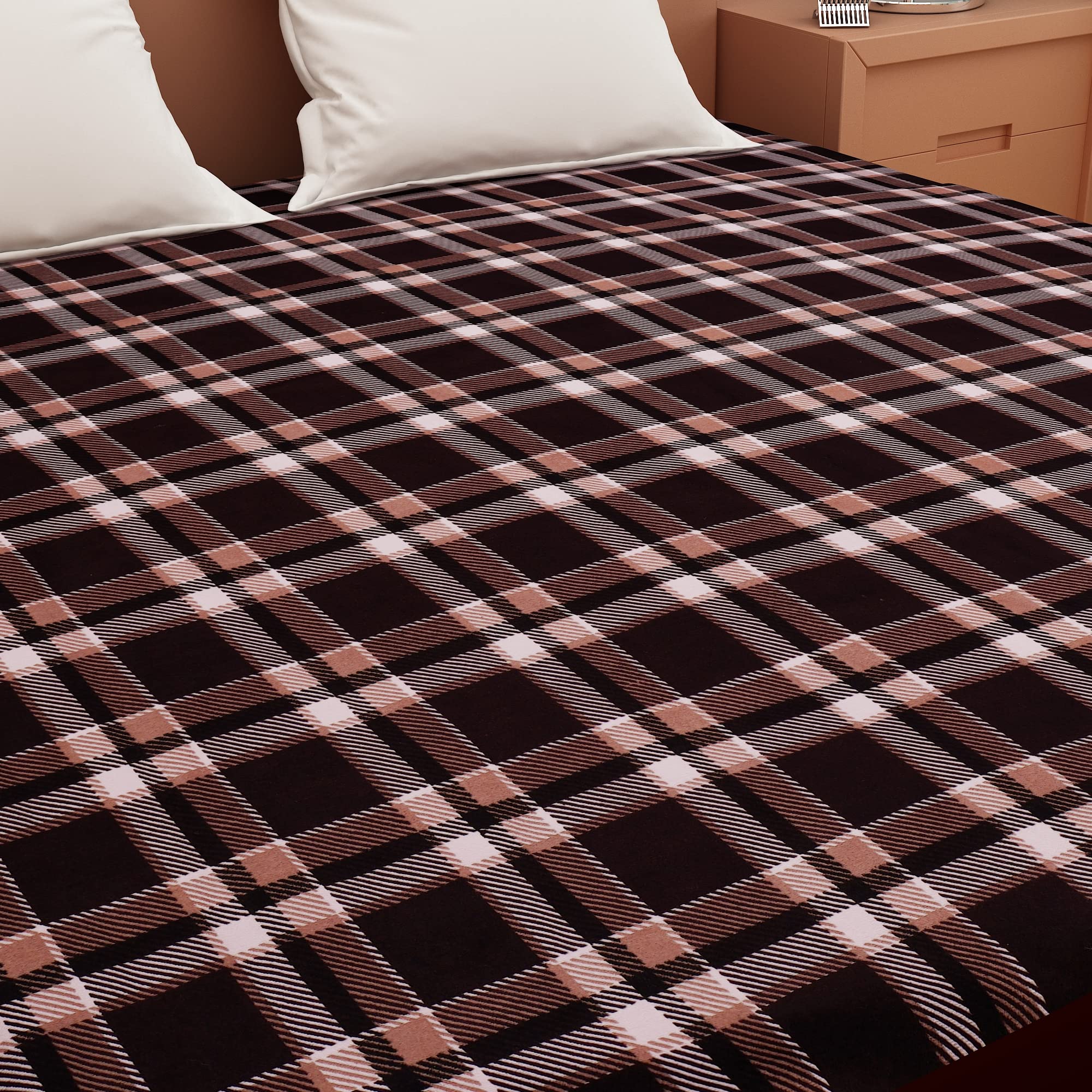 Dream Care Waterproof Fitted Terry Cloth Printed Mattress Protector for King Size Bed with Elastic Strap - 78"X48", Brown 1