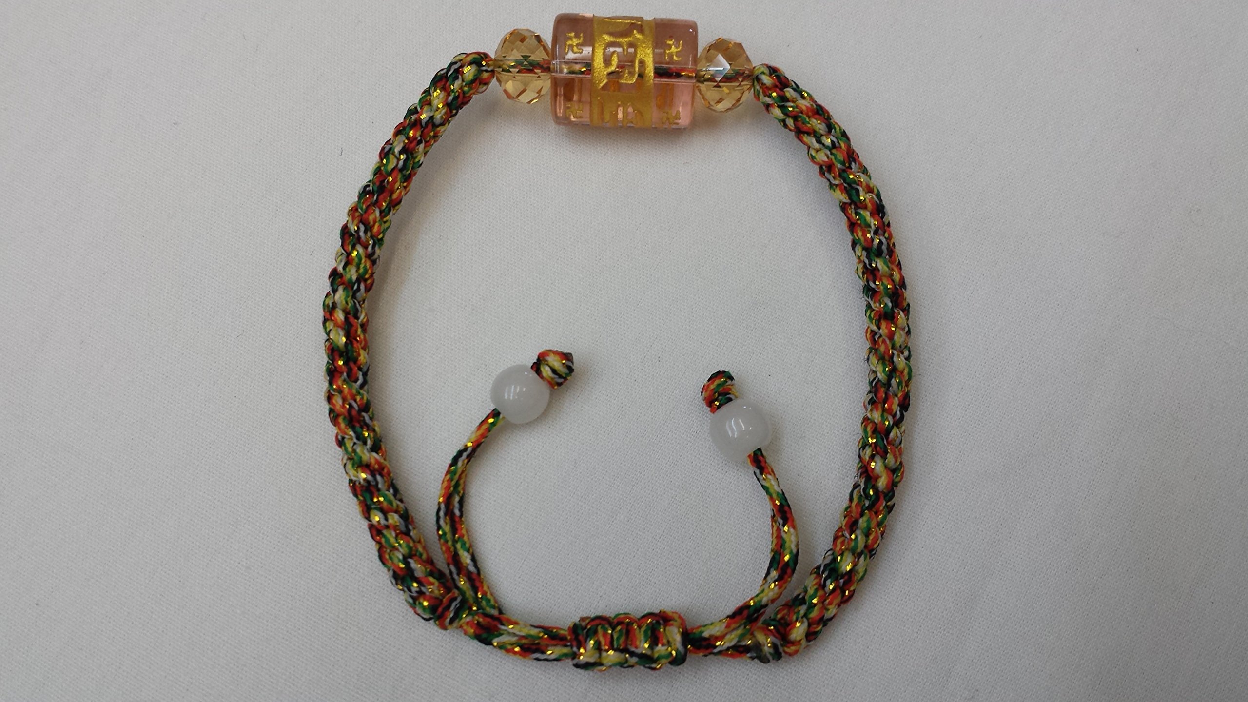 Handmade Lucky Tibetan Om Mani Padme Hum Bracelet with Two White Beads