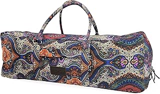 Kindfolk Yoga Mat XL Duffel Bag Extra Large Patterned Canvas with Pocket and Zipper