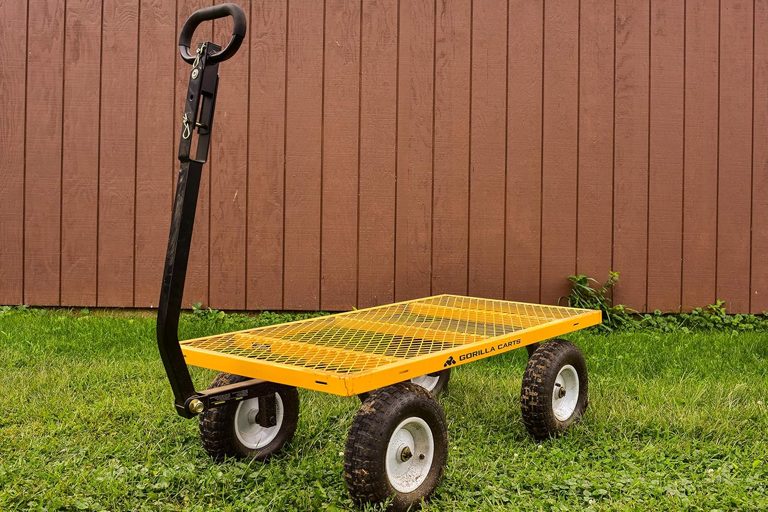 Gorilla Carts Heavy-Duty Steel Utility Cart with Removable Sides and 13" Tires, 1200-lbs. Capacity, Yellow : Patio, Lawn & Garden