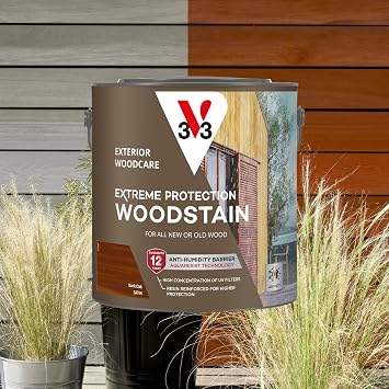V33 Extreme Protection Woodstain for Exterior Wood, Dark Oak Satin, 2.5L