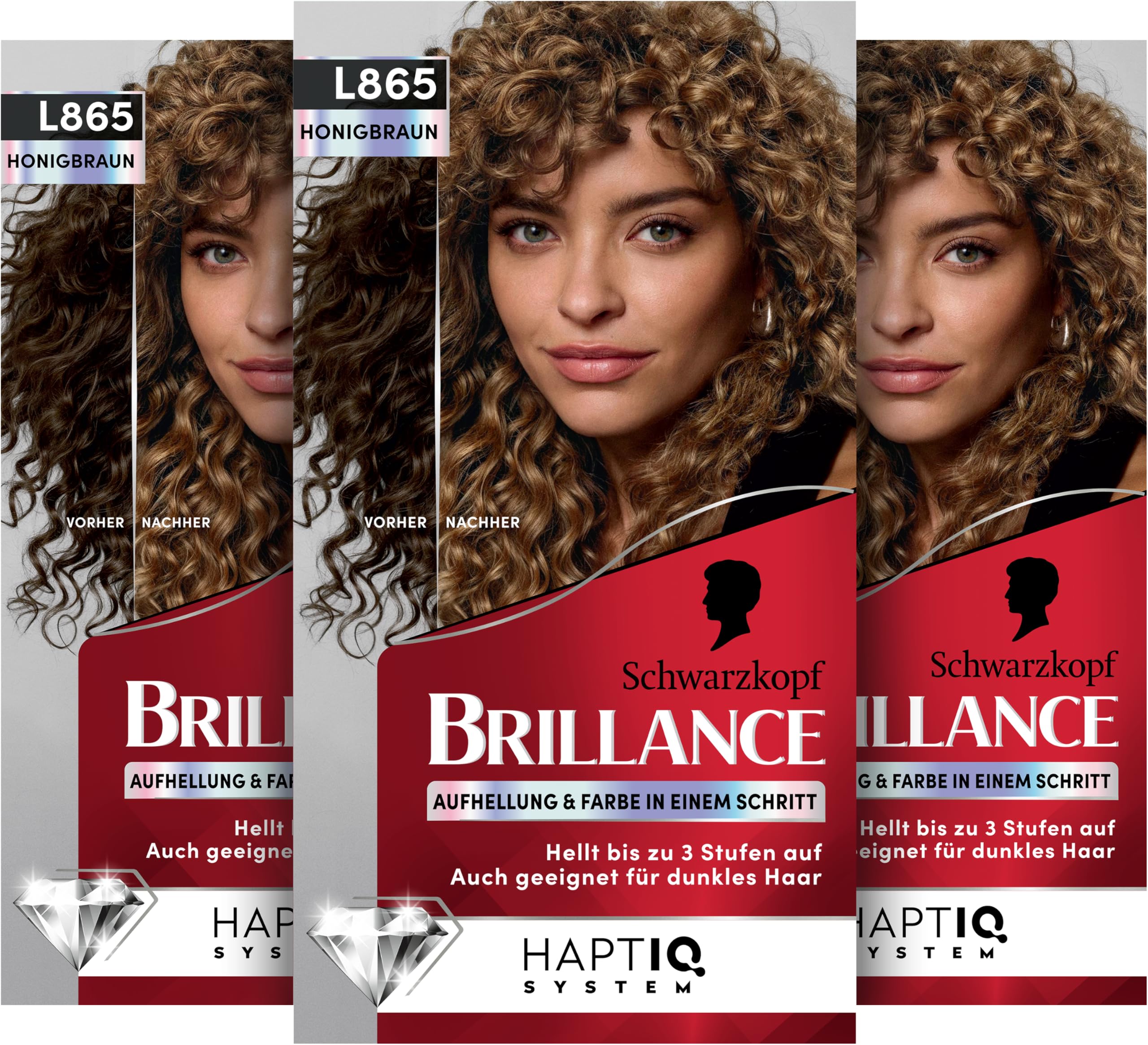 Schwarzkopf Brillance Intensiv-Color-Creme L865 Honigbraun (170 ml) | Permanente Haarfarbe mit perfekter Grauabdeckung, Coloration mit pflegendem Biotin-Komplex, bis zu 12 Wochen intensive Farbe